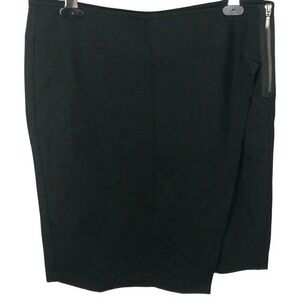 cAbi‎ Chic Asymmetrical Black Mock Wrap Mink Skirt SZ:8